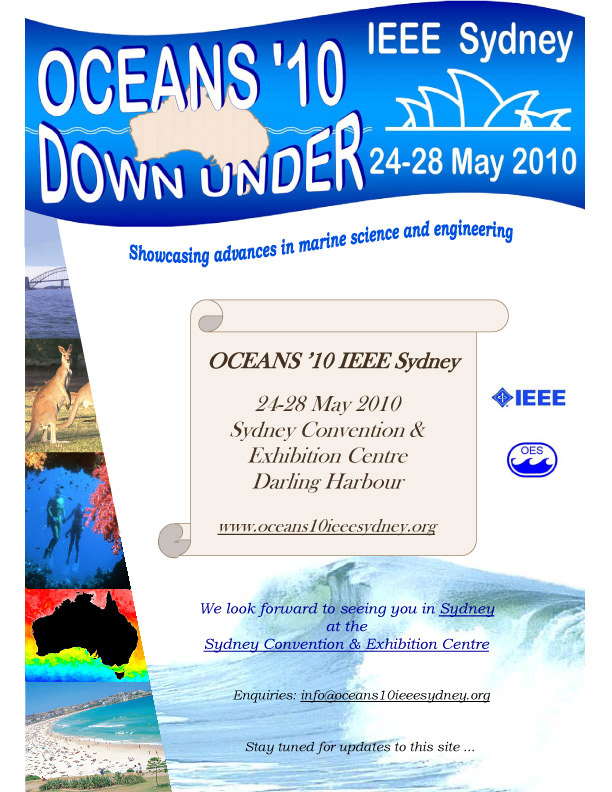 OCEANS '10 IEEE Sydney.  Down Under May 24-28, 2010. Showcasing advances in marine science and engineering.